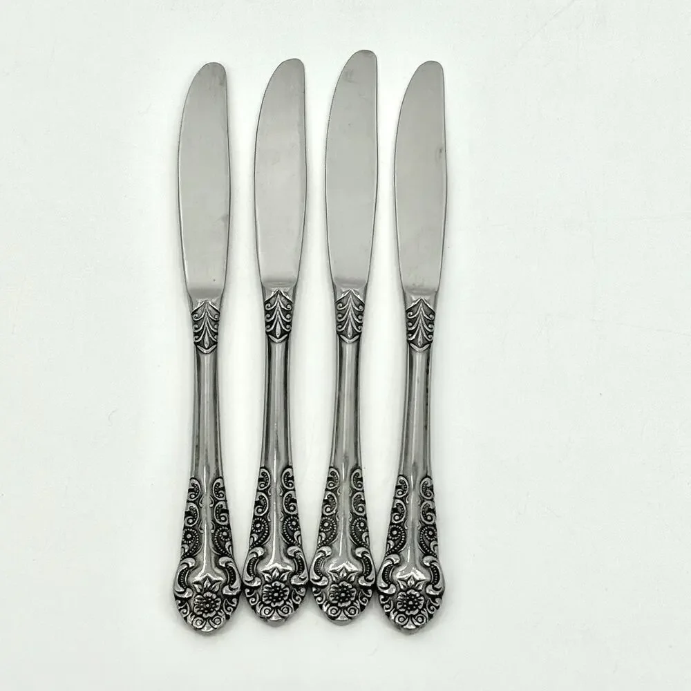 Voisin (Stainless)by CONTINENTAL SILVER Set Of 4 Dinner Knives Floral 8 7/8 inch